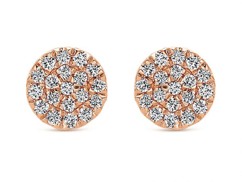 Pavé Diamond Cluster Stud Earrings in Rose Gold