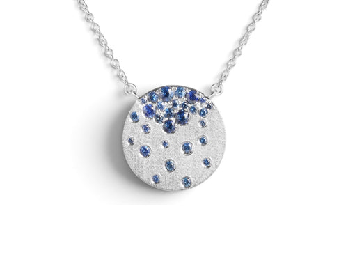 Scattered Sapphire Disc Necklace