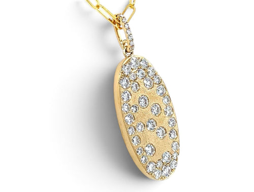 Scattered Diamond Pendant with Paperclip Necklace