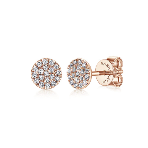 Pavé Diamond Cluster Stud Earrings in Rose Gold