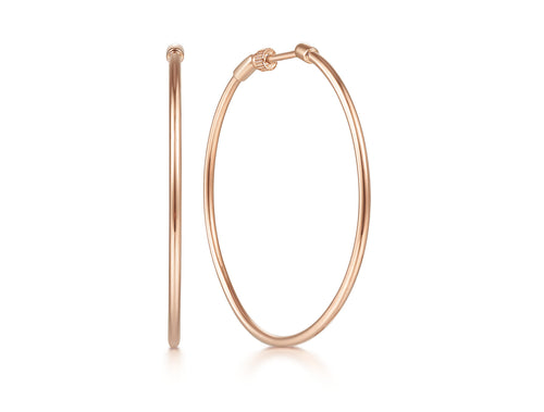 Classic Round 40mm Hoop Earrings in Rose Gold