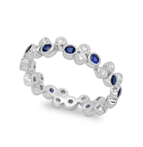 Scattered Sapphire and Diamond Wedding Band