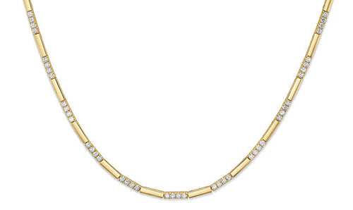 Pavé Diamond and Gold Bar Tennis Necklace
