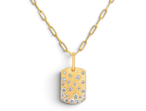 Scattered Diamond Pendant with Paperclip Necklace