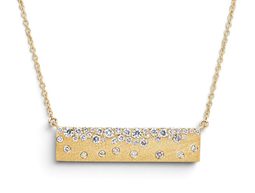 Scattered Diamond Horizontal Bar Necklace