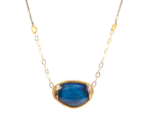 Opal Pendant with Cable Link Necklace