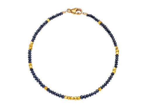 Black Diamond and Gold Bead Bracelet