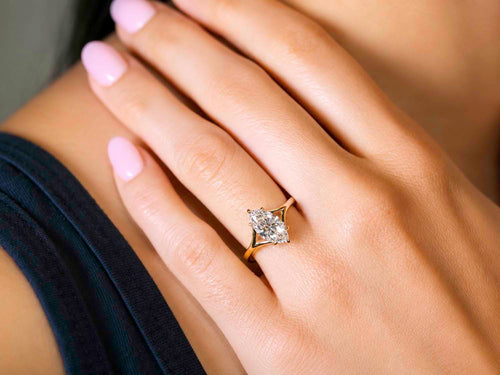 Lab-Grown Marquise Diamond Engagement Ring