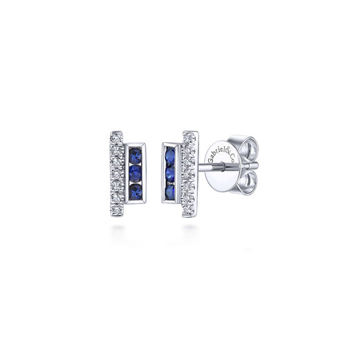 Petite Sapphire And Diamond Stud Earrings