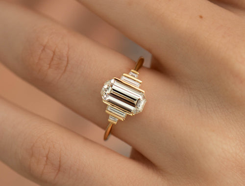 Deco-Inspired Emerald Cut Diamond Engagement Ring